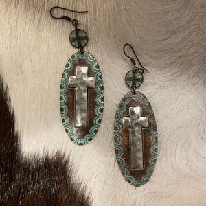 Rustic Cross Dangle Earrings